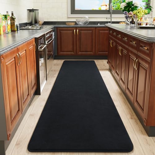 HOMORE 2x8 Runner Rug for Hallway,Grey Runner Rugs for Kitchen Bedroom | Low Pile,Non Slip,Washable, Thickened Memory Foam Throw Rug Runner for Entryway Living Room Dorm - color: Black, size: 2 x 8 Feet (Rectangular)