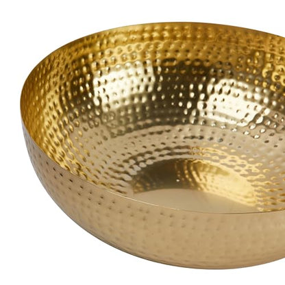 Creative Co-Op Round Hammered Metal Bowl, Gold Finish, 14" - color: Gold Finish