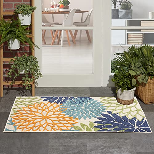Nourison Home Aloha 36" x 60" Fabric Indoor/Outdoor Rug in Multi-Color - color: Multi Color, size: 3' x 5' (Rectangular)
