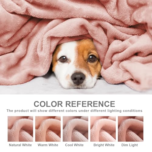 Hansleep Throw Dusty Pink Fleece Blanket, Soft Flannel Bed Blanket | Fuzzy Cozy Blanket 50x60 Inches, Multi-use for Bed, Sofa, Couch, Travel, Camping, All Season Warm Lightweight Cover - color: Dusty Pink, size: Throw (50x60 Inches)