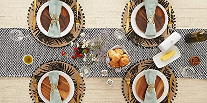DII Woven Basics Collection 100% Cotton Knit Table Runner, 15x72, Black - color: Black, size: 15x72"