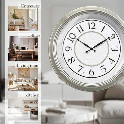 18" Galaxy Large Illuminated Atomic Wall Clock, Silver | Night Light Wall Clock with Smart Sensor, Accurate & Easy to Read for Living Room, Bedroom & Home Office - color: Morning Silver
