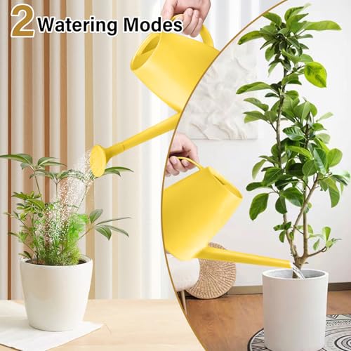 Plastic Watering Can - for Indoor and Outdoor House Plant Garden - with Long Spout - 1/2 Gallon - Yellow - color: Yellow