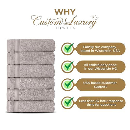 Beige Hand Towels for Bathroom with Monogram | Luxury Cotton Turkish Towels | Embroidered in USA | Set of 2 | Choose Set Color and Letter | A - Z | Modern Font - color: Beige