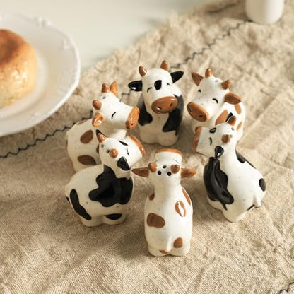Ceramic Cartoon Cows Shape Salt & Pepper Shakers Set, Hand-Painted Cows Salt and Pepper Shakers, 2 PCS Set-Brown-B
