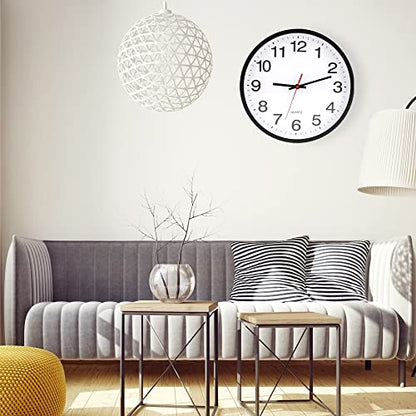 Black Wall Clock,Non Ticking 10 In,Modern,Quality Quartz Battery Operated - color: Black/White, size: 10”
