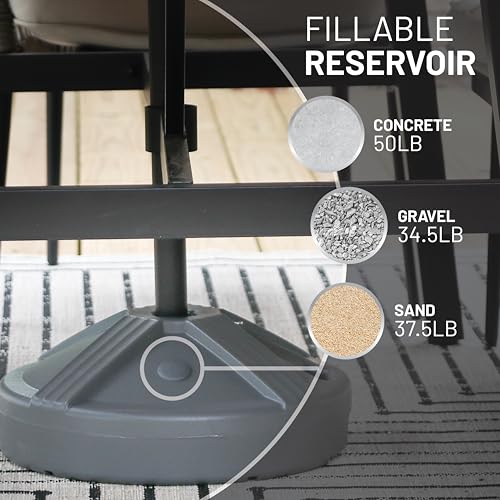 US Weight Durable 50 Pound Fillable Umbrella Base Designed to be Used with a Patio Table - color: Gray