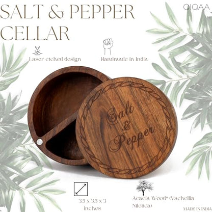 Acacia Wood Salt And Pepper Cellars With Lids Salt And Pepper Boxes Wooden Salt And Pepper Box With Lid Salt Pot Pinch Bowl Salt Box Linseed Oil Sealed 5x5x3
