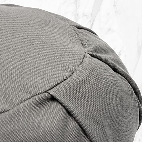 Myga Zafu Yoga Meditation Cushion with Washable Cover - Floor Cushion Pillow with Natural Buckwheat Filling - Soft Round Cotton Design for Meditating or Pranayama Exercises - color: Grey