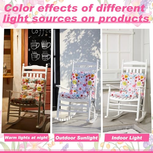 Hoteam 4 Set Outdoor Patio Chair Cushions 20 x 42 in Deep Seat Waterproof Patio Cushions Set for Furniture Replacement Removable Seat and Back (Watercolor Flowers) - style: Watercolor Flowers