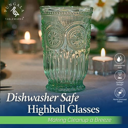 Green Highball Glasses Set of 6 Tall Drinking Glasses 10 oz - color: Green, size: Tall