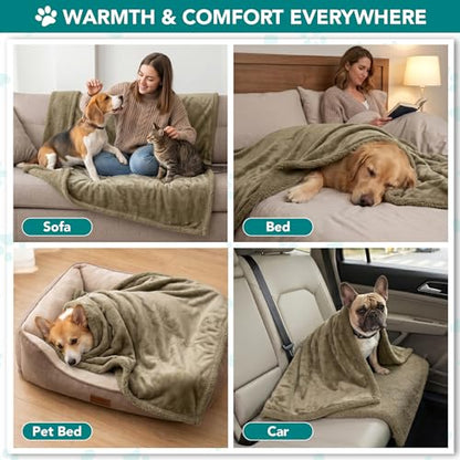 PetAmi Dog Blanket Small Medium Pet Cat Puppy Kitten, 40x29, Solid Taupe | 460 GSM, Soft Sherpa Fleece Throw, Reversible Plush Couch Cover Protector Crate Carrier Sofa Bed Car Seat, Machine Washable - color: Taupe/Taupe Sherpa, size: Medium - 29 X 40 Inch