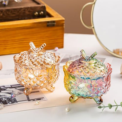 Crystal Glass Fall Candy Snack Barrel Storage Jar Embossed Luxury Cookie Buffet Canister With Lids Jewelry Box Jar Biscuit Containers(Amber) - color: Butterfly-Amber