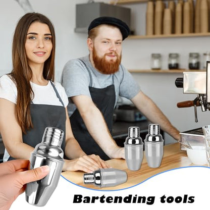 10 Pcs Bar Cocktail Shaker Professional Stainless Steel Martini Mixer Built-in Strainer for Home Bar Party Drink Mixing Tool (8 oz) - size: 8 oz