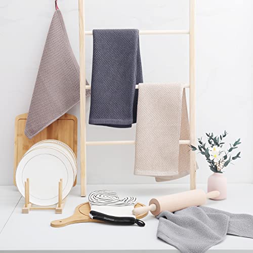 Homaxy 100% Cotton Waffle Weave Kitchen Dish Towels 4-Pack, Dark Grey | 13 x 28 Inches, Ultra Soft Absorbent Dish Towels, Quick Drying Cleaning Towels - color: Dark Grey, size: 13 X 28 - 4 Pack