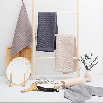 Homaxy 100% Cotton Waffle Weave Kitchen Dish Towels 4-Pack, Dark Grey | 13 x 28 Inches, Ultra Soft Absorbent Dish Towels, Quick Drying Cleaning Towels - color: Dark Grey, size: 13 X 28 - 4 Pack