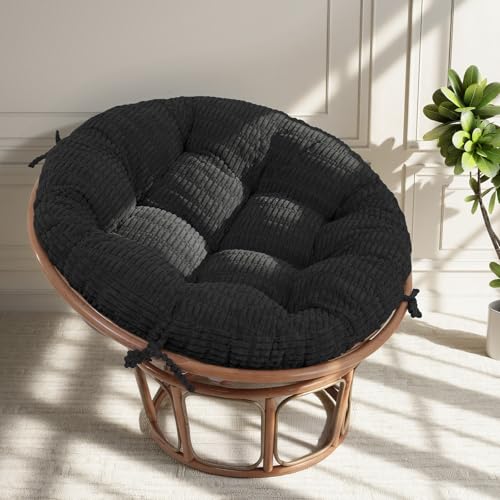 idee-home Papasan Chair Cushion, Circle Papasan Cushion (Without Chair) | Replacement Indoor& Outdoor for Egg Bowl Chair, 48 X 48 Inch, Black - color: Black, size: 48x48x6 inch