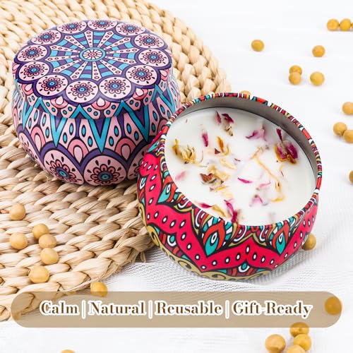 Anvaya Living Scented Candle Gift Set Features 4 Luxurious fragrances – Sandalwood, Rose, Lavender, and Oud. The Perfect Candle Gift for Christmas, Birthdays, Weddings, housewarmings and spa.