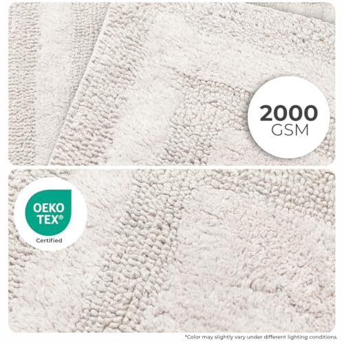 Akiko 100% Cotton Bath Mat, Soft Plush Reversible Bathroom Rug 20x32 Silver | Bath Mats for Bathroom Absorbent Quick Dry Anti-Skid Machine Washable Bath Mats for Bathroom Shower Bathtub - color: Silver