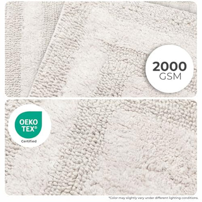 Akiko 100% Cotton Bath Mat, Soft Plush Reversible Bathroom Rug 20x32 Silver | Bath Mats for Bathroom Absorbent Quick Dry Anti-Skid Machine Washable Bath Mats for Bathroom Shower Bathtub - color: Silver