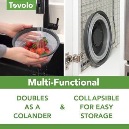 Tovolo Small Collapsible Microwave Cover, Lid for Reheating Food, Meal Prep Kitchen Gadget, No Mess Folding Bowl Cover Kitchen Tool, Charcoal - color: Charcoal, size: Small (8 inch)