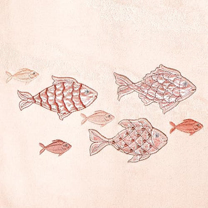 Treasure 4-Piece Premium Towel Set, Sparkling Applique Fish, Ultra Plush Turkish Cotton, Durable, Perfect for Bathroom, 2 Bath 2 Hand Towels, Blush - color: Blush, size: 2 Pcs Bath 2 Pcs Hand Towel