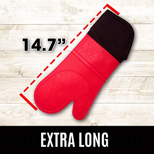 Homwe Silicone Oven Mitts and Potholders (4-Piece Sets) Heavy Duty Cooking Gloves, Kitchen Counter Safe Trivet Mats | Advanced Heat Resistant, Non-Slip Textured Grip Pot Holders(Red) - color: Canyon Red, size: 4-Piece Oven Mitts & Trivets Set