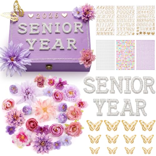 Yousoontic 2027 Senior Memory Keepsake Box and DIY Accessories,Purple | Large Decorative Wood Box with Hinged Lid, Personalized Gift Crafts, for Storage Photos Letters Jewelry, 11.8x8.6x3.15 Inch - color: Purple