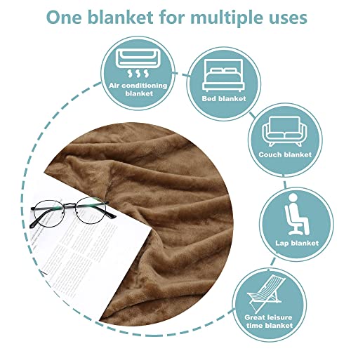 NANPIPER Fleece Blankets, Super Soft Flannel Fuzzy Blanket for Couch, Luxury Cozy Lightweight Microfiber Dog Blanket-Throw Size,Coffee Brown - color: Coffee Brown, size: Throw