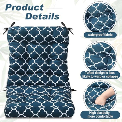 Hoteam 4 Set Outdoor Patio Chair Cushions 20 x 42 in Deep Seat Waterproof Patio Cushions Set for Furniture Replacement Removable Seat and Back (Lantern) - style: Lantern