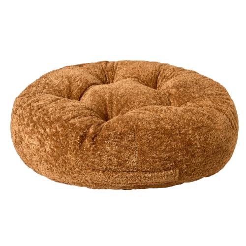 Floor Cushion Pillow, Portable Large | Meditation Adult Sitting Pillow with Handle for Tatami, Living Room & Yoga (1, Round, Brown, 22 x 22 x 6 inches) - color: Round, Brown
