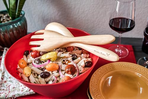 Large Bamboo Salad Server Set, Premium Quality Bamboo Salad Servers, 12-inch Salad Lifters