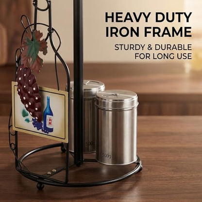 GUANYANG Wine Bottle Shaped Metal Paper Towel Holder, 18x18x35cm Waterproof Large Capacity Space Saving Countertop Paper Towel Dispenser for Farmhouse Kitchen Decor Wine Bar Accessories