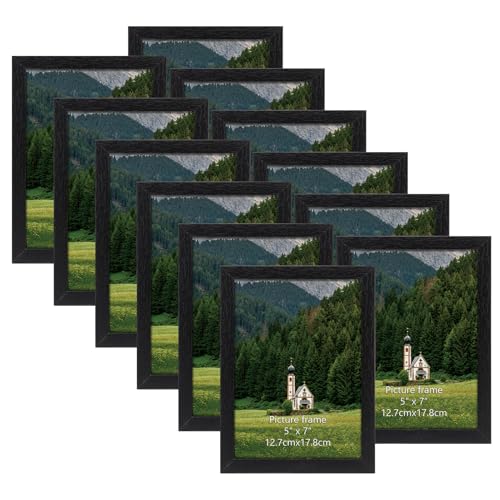 HORLIMER 5x7 Picture Frame Set of 12, Black Picture Frames Display 5 by 7 Photo for Wall or Tabletop - color: Black*12, size: 5x7