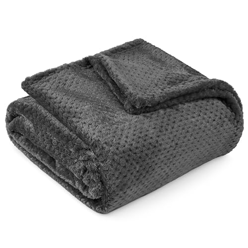 PAVILIA Fleece Throw Blanket for Couch Sofa Bed, Dark Gray 60x80 Twin | 280 GSM Soft Fuzzy Waffle Textured Jacquard Microfiber, Warm Lightweight Fade-Resistant Decorative Decor, All Season Gift - color: Dark Gray, size: 60 X 80 Inches - Twin