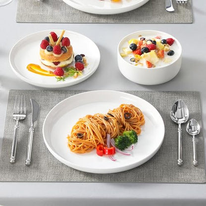 MALACASA Plates and Bowls Sets, 24 Pieces Modern Porcelain Dinnerware Set for 8, Ceramic Dishware Dishes White Kitchen Dinner Dining Ware Set, Microwave and Dishwasher Safe, Series LUNA | Modern Ceramic Dishware,Kitchen Dining Ware,Microwave and Dishwashe