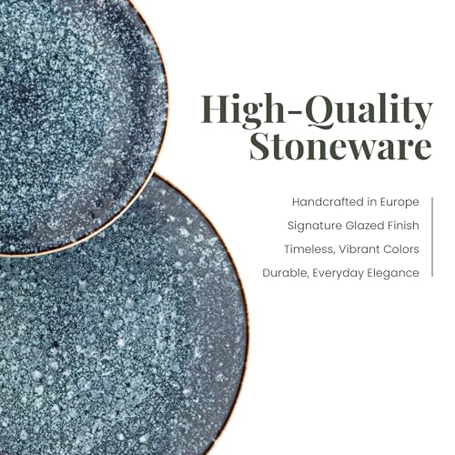 Larder & Vine Stoneware Dinnerware Set, 16 Piece, 4 Place Settings, Made in Portugal, Bondi Waters - color: Bondi Waters