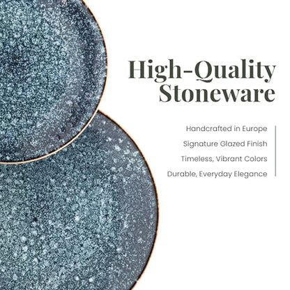 Larder & Vine Stoneware Dinnerware Set, 16 Piece, 4 Place Settings, Made in Portugal, Bondi Waters - color: Bondi Waters