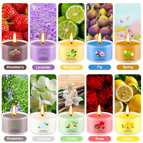Aromatherapy Scented Candles 20 Pack - Small Candle Gift Set for Women with 10 Scents, 35g Long-Lasting Soy Wax Candles for Relaxation, Yoga, Bath, Home Decor, Mother's Day, Birthday Present