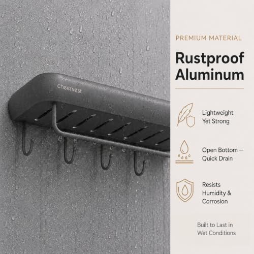Shower Caddy Suction Cup, No-Drill Shower Organizer Shelf, 2 Pack | Large Capacity, Rustproof Aluminum, 2 Install Ways, Includes Hooks&Hanging Bar,Wall-Mounted Bathroom Organizer Storage Holder - color: Dark Gray