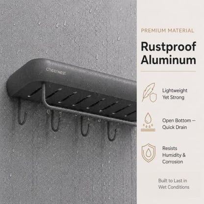 Shower Caddy Suction Cup, No-Drill Shower Organizer Shelf, 2 Pack | Large Capacity, Rustproof Aluminum, 2 Install Ways, Includes Hooks&Hanging Bar,Wall-Mounted Bathroom Organizer Storage Holder - color: Dark Gray