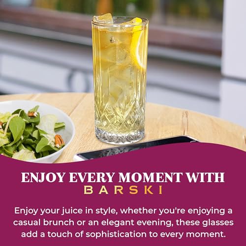 Barski Highball Glass - Drinking Glasses - Set of 2 - Hiball Tumblers - Glass Crystal Tumbler - for Water, Juice, Beer, Mixed Cocktails, Mojito Glass, Tom Collins Bar Glassware, 12 oz, Made in Europe - size: Set of 2 Highball 12 oz.
