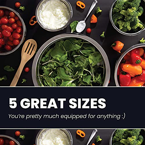 Stainless Steel Mixing Bowls Set, 5-Piece Meal Prep & Food Storage | .75, 1.5, 3, 4 & 5 Quart Metal Mixing Bowls Set for Prep, Serving, Baking & Food Storage, Ecofriendly, Dishwasher Safe, Khaki - color: Khaki