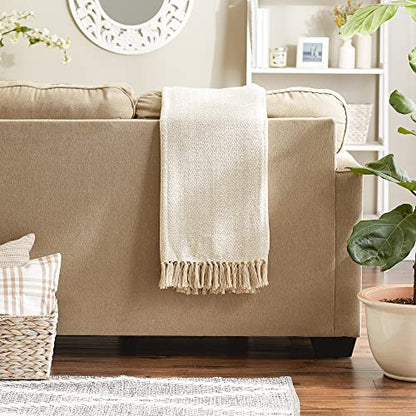 DII Chevron Throw Collection Handloomed Cotton, 50x60, Off-White - color: Off-white, size: 50x60"