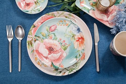 Bico Margret's Garden Salad Plates Set of 4, 8.75 Inch Ceramic Dessert Plates for Salad, Appetizer, Side Dishes, Microwave and Dishwasher Safe, Gift for Housewarming and Thanksgiving - color: Margret's Garden