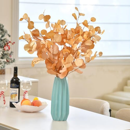 3 PCS 33" Artificial Eucalyptus Stems, Silk Branches, Champagne | Long Bendable Greenery, for Vase, Farmhouse, Home, Wedding, Party Arrangements - color: Champagne*3