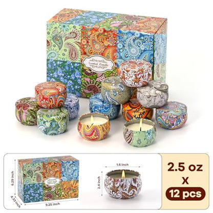 Scented Candles,Candle for Home,Soy Wax Aromatherapy Candel Set 12 Pack,with Gift Box - color: Multicolor