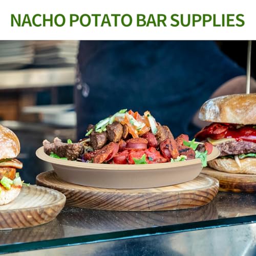 28 oz Oval Paper Bowls 100 Pack Chipotle Style Oval Disposable Bowls | BPA Free Sugarcane Fiber Pulp Bowls, Serving Burrito, Nachos, Taco Salads, Baked Potatoes, Taco Bar Supplies for Party - size: Oval 9.69 x 6.22 x 1.65 inch