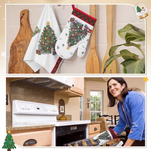 Frienda 6 Pcs Farmhouse Kitchen Decor Kitchen Dish Towels Pot Holders for Mom Her Lady Owner Baking Accessories Stuff(Christmas Tree) - style: Christmas Tree