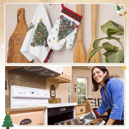 Frienda 6 Pcs Farmhouse Kitchen Decor Kitchen Dish Towels Pot Holders for Mom Her Lady Owner Baking Accessories Stuff(Christmas Tree) - style: Christmas Tree